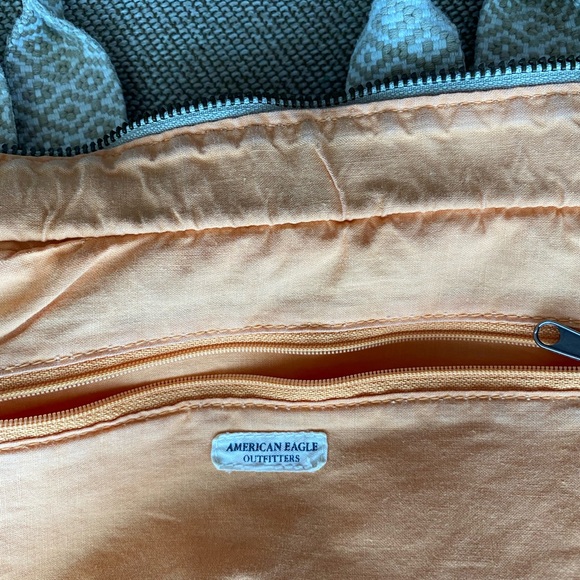 American Eagle Canvas Bag. Woven Cotton Straps. Tan and Cream Color Canvas. EUC. - Picture 14 of 14